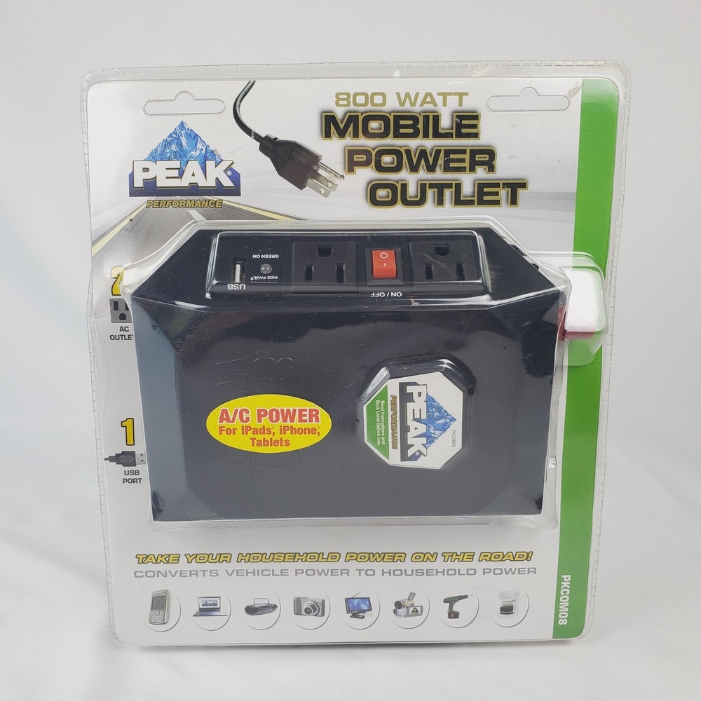 Peak Mobile Power Outlet 800 Watt Power Inverter with 2.1 AMP USB - NEW